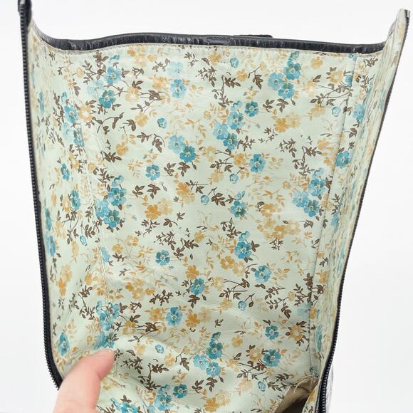 Vintage Miu Miu Black Patent Leather Pointed Toe Mid Calf Heel Boots IT 38.5 - Picture 12 of 13